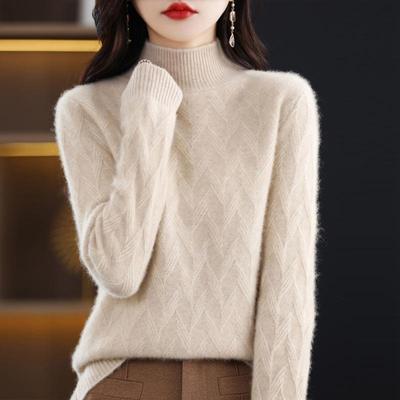Neuer Stil Wollpullover, Halbochkragen Verdickter Warmer Gestrickter Basisschichtpullover für Damen