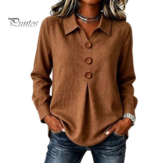 Women Button Down Shirts Shirt Blouse, Long Sleeve V Neck Loose Flowy Wrinkle Resistant Lightweight Breathable Tops Tunic Shirt, Casual Work