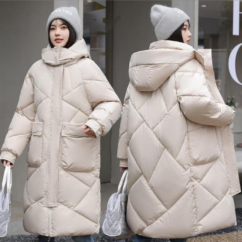 2025 new thickened down jacket cotton coat women's loose mid-length knee-length cotton winter skirt