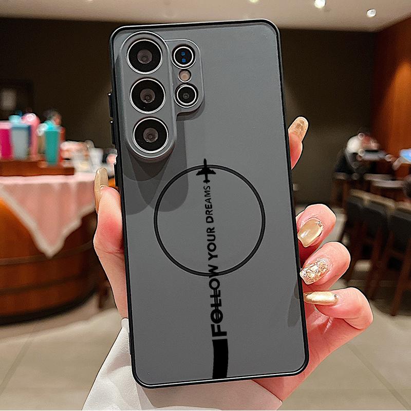 

Airplane Snow Mountain Pattern Case For Samsung Galaxy S26 Ultra S25 Edge S24 Plus S23 FE S22 A17 A54 A55 A56 A57 5G Magnetic For Magsafe Matte Cover Samsung S26 Ultra чорний