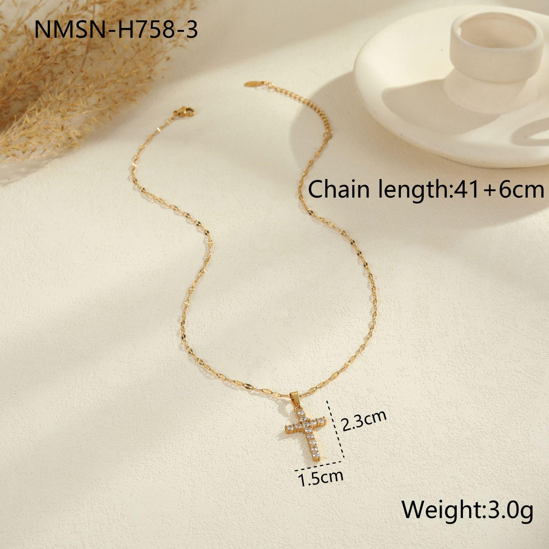 GEMCHIC Women s Stainless Steel Rhinestone Cross Pendant Necklace - Fashion Luxury Designer Chain Jewelry