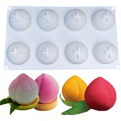 1 adet 8 üç boyutlu uzun ömür şeftali jöleli mus kek kalıbı Fransız tatlısı şeftali silikon kalıp, pişirme aromaterapi mum kalıbı