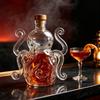 Cabinet Shelf Display Bottle in Clear Glass, 8-Footed Fish Whisky Vessel with Stopper for Vodka Bar Cart and Serving Corner