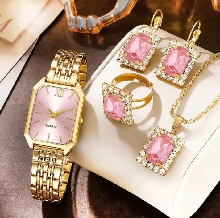Roman Literal Steel Belt Watch Female Gypsy Temperament Business Quartz Watch Hip-Hop Wind Full Diamond Bracelet Set