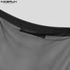 INCERUN Men Strap Sleeveless Mesh Sheer Patchwork Bandage Slim Cropped Tank Tops