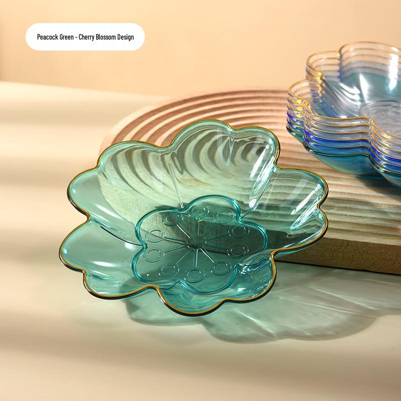 Elegant Gold-Edged Plastic Fruit Plate - Stylish Square Bone Dish for High-End Living Room Decor