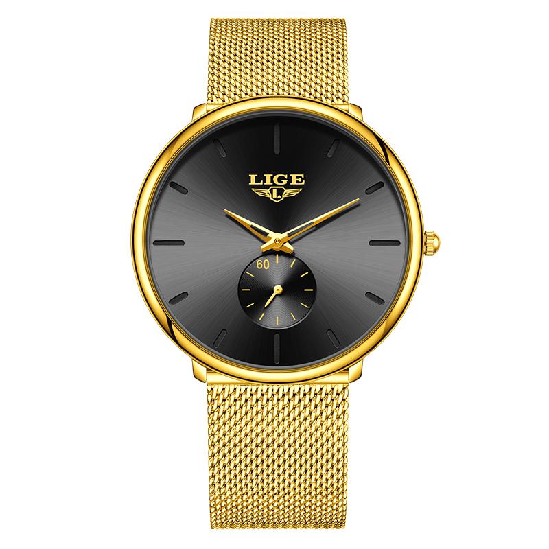 LIGE Ultra Dünne Netz-Quarzuhren Für Damen Einfach Elegant Wasserdicht Damen Uhr Mode Sport Damen Armbanduhr Reloj