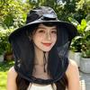 UV Protection Mosquito Head Net Hat With Net Mesh Fishing Bucket Hat Fashion Solar Fan Hat  Camping