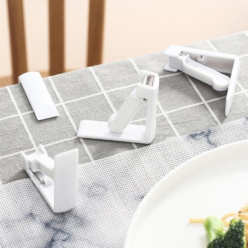 Table Cover Clamps 4 Piece Clip-On Plastic Holders for Dining Tables, Coffee Tables, Outdoor Meals and Home Use