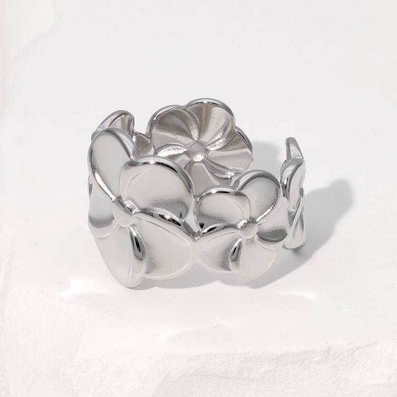 

Simple Cute Flower Adjustable Open Rings for Women Girls Stainless Steel Can Open Finger Ring Jewelry Accessories Gifts