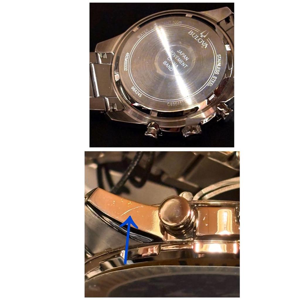 Used [BULOVA] Bulova/Men's watch/Stylish/Chronograph/Extremely rare/For men/Yellow gold.Silver.Blue color/Display item special price