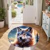 Wolf Round Office Rug Design for Dormitory Entryway Playrooms Living Rooms Anti-slip Round Rug Anime Office Decor Perfect Birthday Christmas Gift Idea
