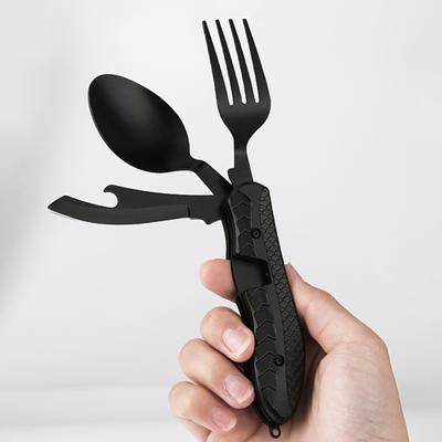 Set di posate pieghevoli divise pieghevoli Taglierino multifunzionale pieghevole e cucchiaio forchetta Pasti senza sbavature