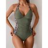 Swimsuit Women Splicing One-piece Deep V Hanging Neck Bikini Swimsuit
