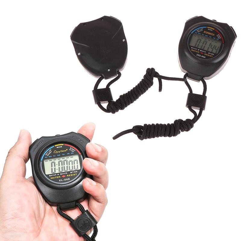 1Pc Lcd Timer Stop Watch Timer Tool Black  Portable Waterproof Chronometer Handheld Stopwatch Digital Sport Stopwatch