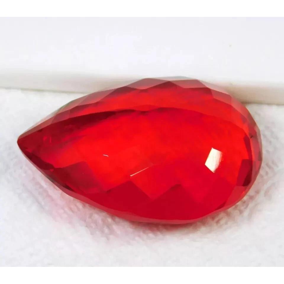 Stunning Natural Orange Fire Opal Mexican 80+ Ct Pear Cut Certified Gemstone