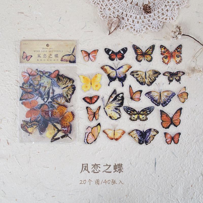 40 pcs Insect wing specimen pattern PET sticker hand tent material decorative background paper DIY Junk Journal Supplies