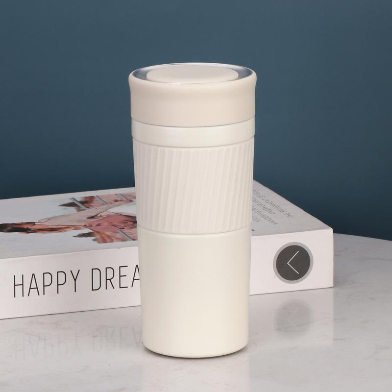 Silicone Set Cup Simple Straight Cup with Tea Net Stainless Steel Business Thermos Cup