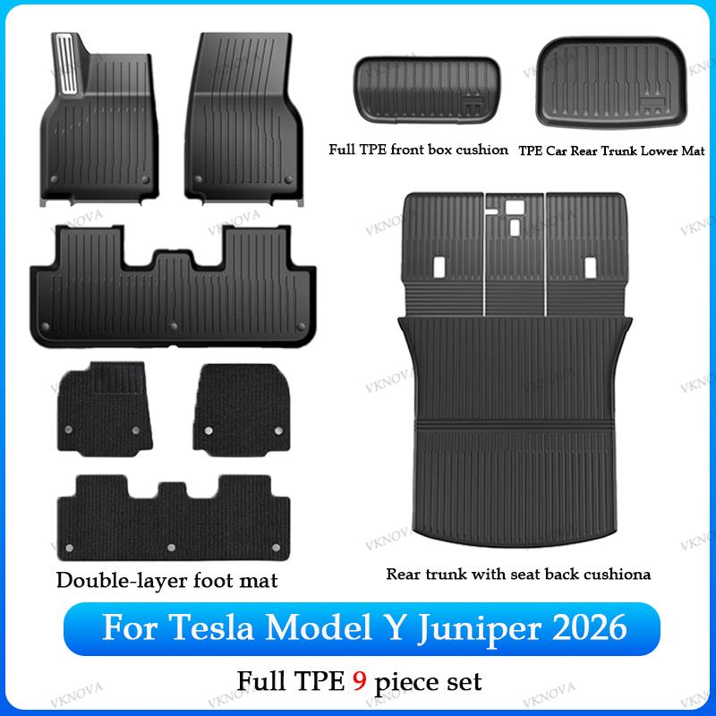 For Tesla New Model Y Juniper Premium/Performance 2026+ TPE Floor Mats Luggage Mat Wear-resistant Foot Pads ModelY Trunk Mats