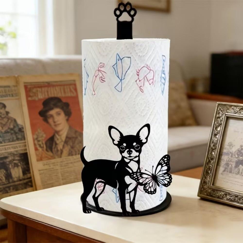 Cat Dog Christmas Tissue Holder Wooden Vertical Napkins Rack Tissue Storage Rack  Countertop