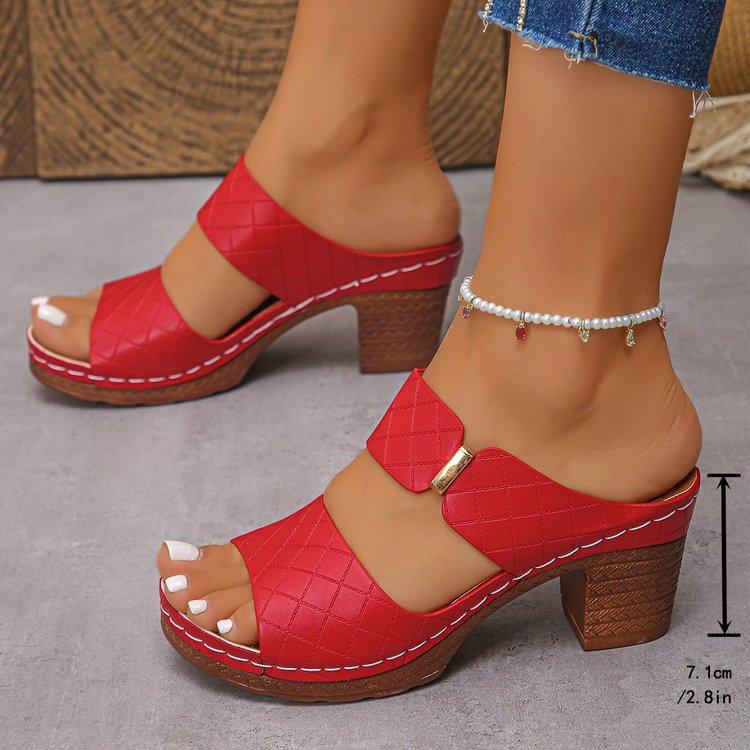 Sandali da Donna con Tacco Grosso Monocolore Punta Aperta Tacchi Alti ,Sandali da Donna con Tacco Grosso, Scarpe Estive Casual Punta Aperta