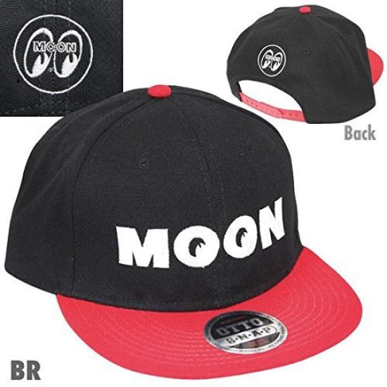 MOONEYES MOONEYES Wool Flat Visor Motorcycle One Size Fits BR Cap, Hat, Red, All, CM-115 (Black/Red)