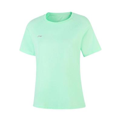 Li Ning Group Purchase Series Solid Color Breathable Versatile Short Sleeve T-Shirt Women Tops Sky-Green ATSV436-3