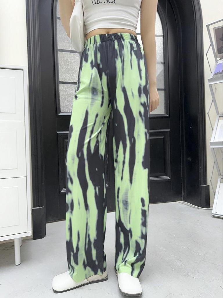 2023 Women's Plus Size Summer Rayon Nine-Point Casual Wide-Leg Pants