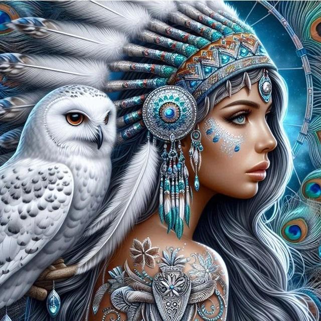 

Готическая женщина и сова Алмазная картина, новинка 2024 года, сделай сам, полная квадратная круглая алмазная мозаика, вышивка крестом, мультяшная фея, удивительный декор на Хэллоуин square 30x30cm чёрный