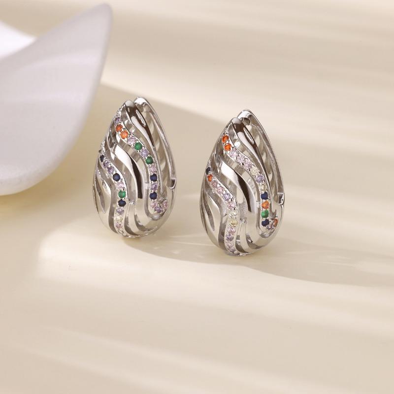 Retro earrings court style double-layer water drop shape niche high-end stud earrings women's earrings jewelry