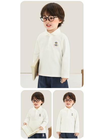 Kaka Panda Kids' Long Sleeve Polo Neck T-Shirt - Boys’/Girls’ Spring/Autumn Base Layer