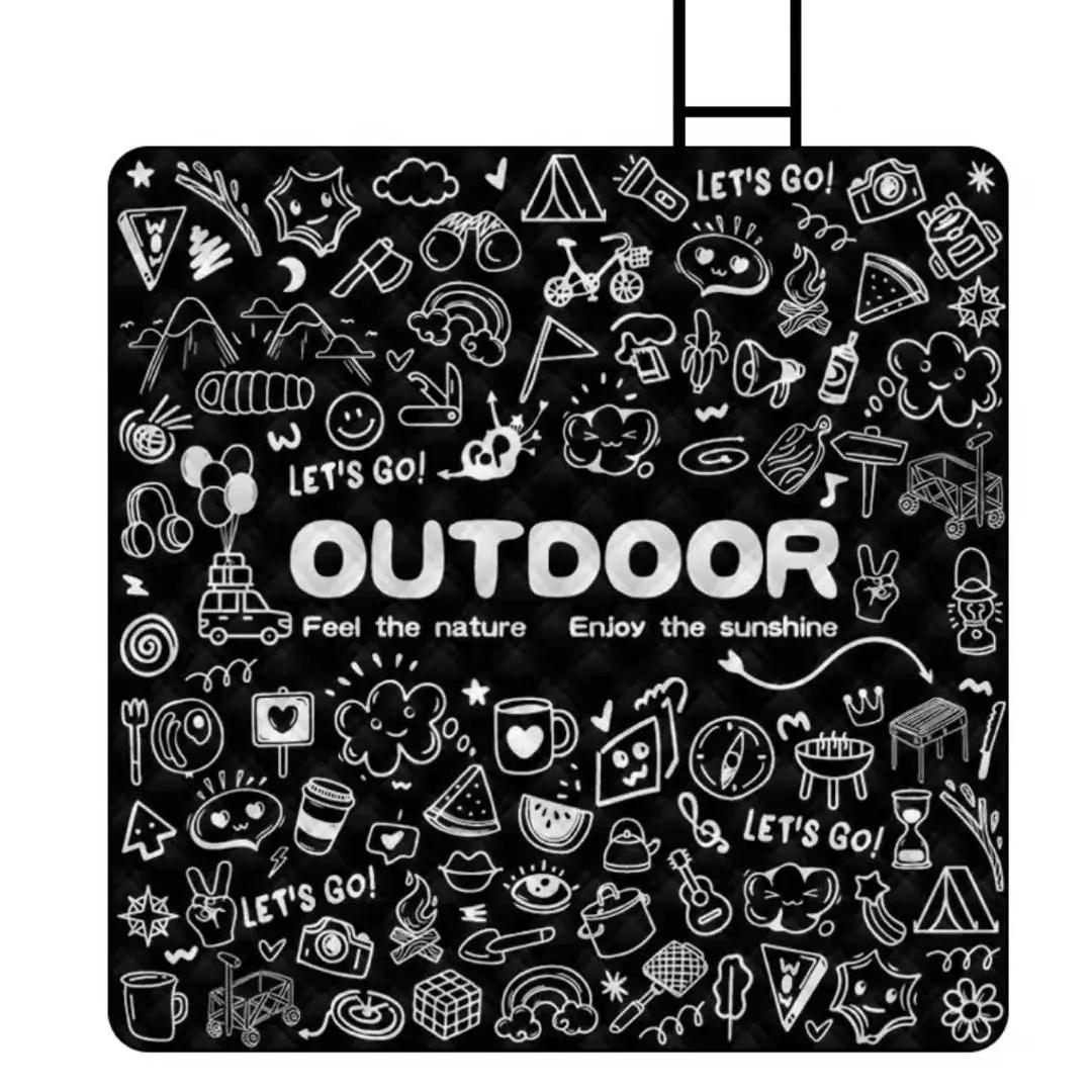 Outdoor Camping Picnic Mat, Waterproof Double-sided Aluminum Film Floor Mat, Thickened 2x2m Lawn Mat, Machine Washable Tent Mat 200cm*200cm