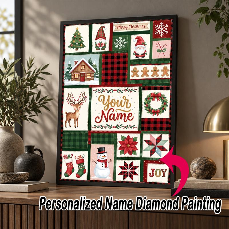 Custom Name Christmas 5D Diamond Painting Personalized Full Drill Diamond Art Kit Gift