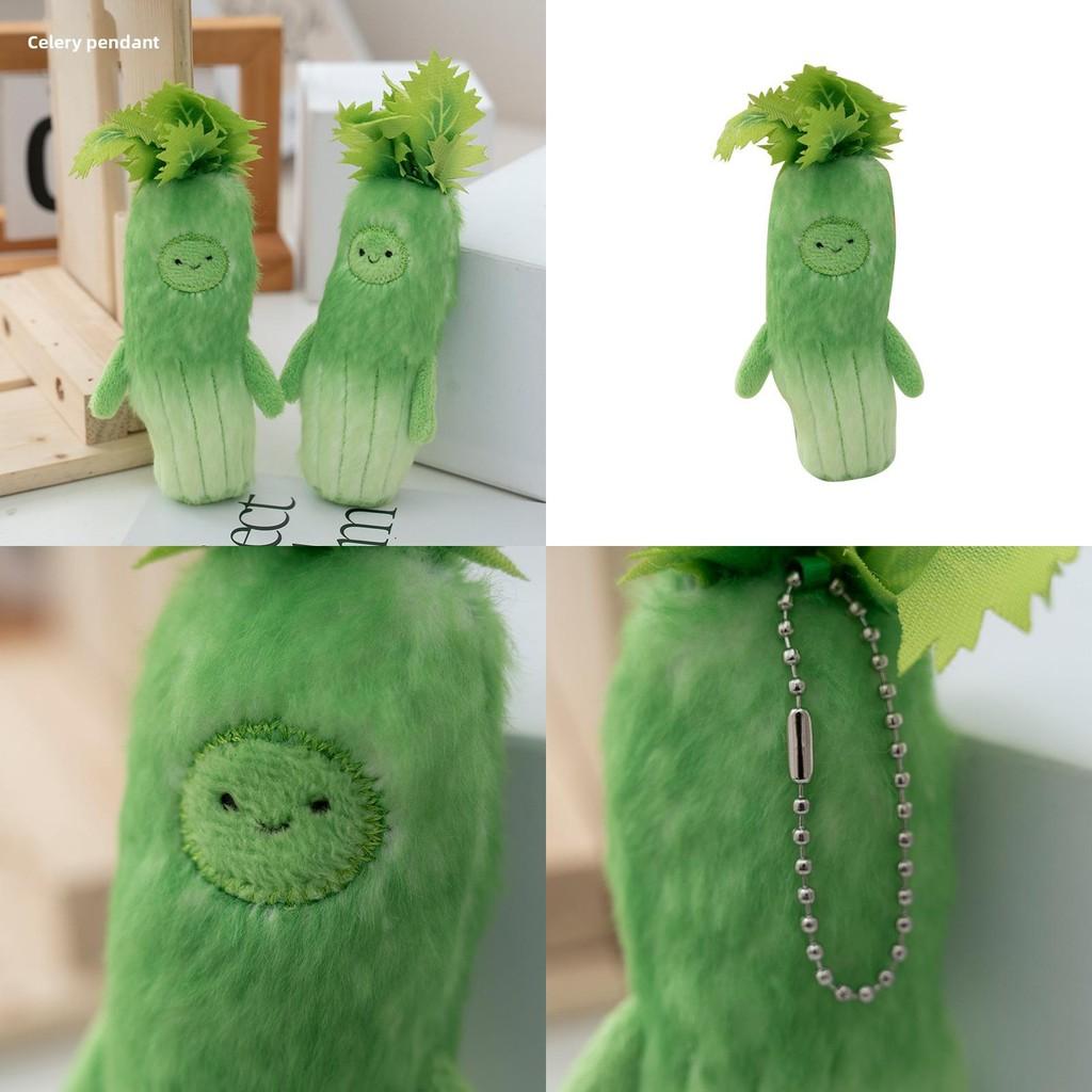 Mini Celery Plush Toy Keychain With Pp Cotton Filling For Bag Accessories