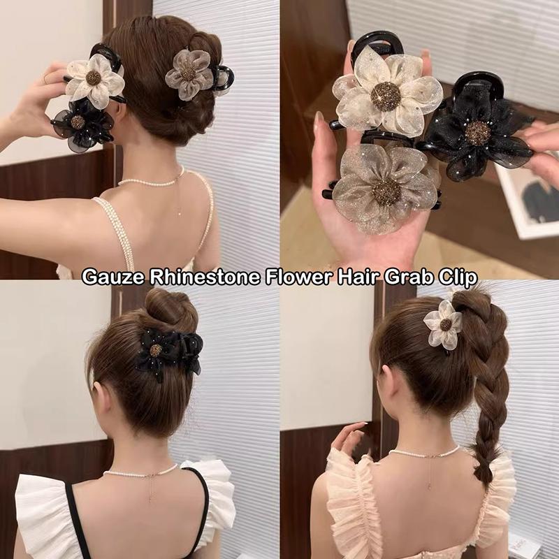 Elegant Rhinestone Sun Flowers Hair Clip Fashion Ponytail Hair Claw For Women Girls Sweet Fashion Hair Accessories Gifts