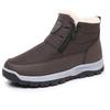 Men's Beijing Style Winter Shoes, Non-Slip Snow Boots with Faux Fur Lining, Warm Comfortable Cotton-Padded Cloth Shoes for Men