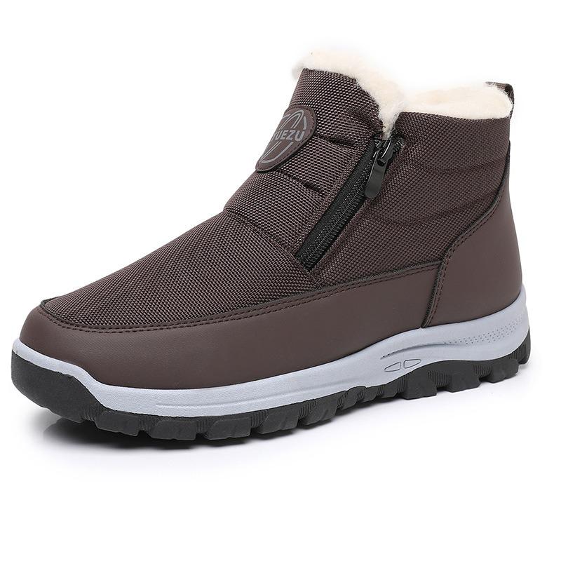 Men's Beijing Style Winter Shoes, Non-Slip Snow Boots with Faux Fur Lining, Warm Comfortable Cotton-Padded Cloth Shoes for Men