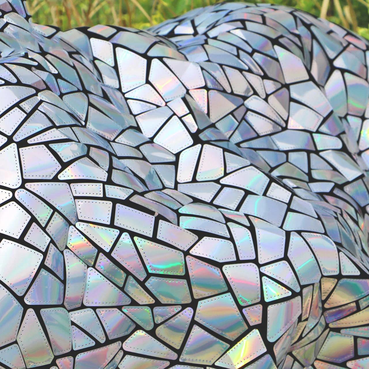 

1x1.2M ромбовидная лазерная блестящая полиэстеровая бархатная ткань, вышивка блестками, дизайнерские ткани для самостоятельного изготовления сценических костюмов 100x120cm