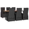 VidaXL 7-Piece Garden Dining Set Black Poly Rattan and Acacia, Dining Set, Dining Set 3157610