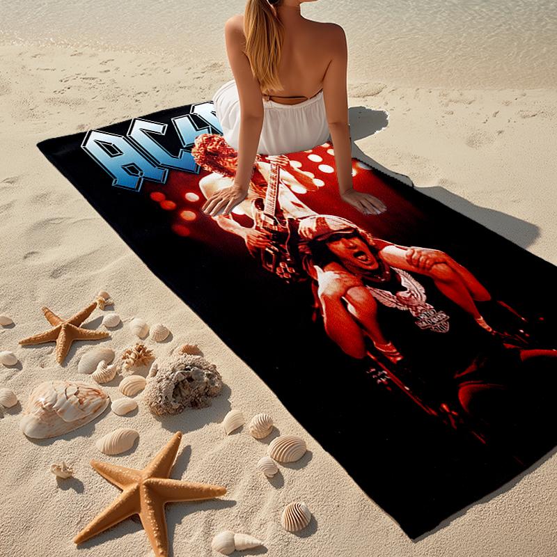Ultra-Soft Beach Towel with ACDC Theme,Ideal for Pool - Camping, Diving - Perfect Travel Essential, Vibrant Beach Towel.