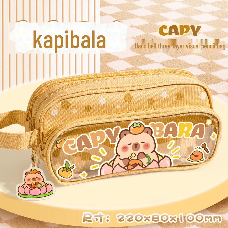 Capybara Three-Layer Large-Capacity Pencil Case for Boys and Girls