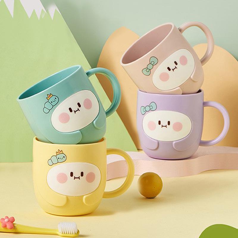 Peach Cartoon Dual-Use Cup Set: Student Back-to-School Toothbrush & Milk Cup