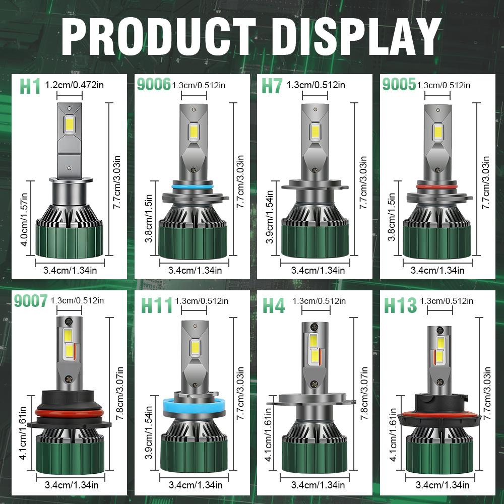 4PCS H7 Canbus LED Headlight High Power Canbus Turbo Lamp with External Drive 6000K Car Light DC12V