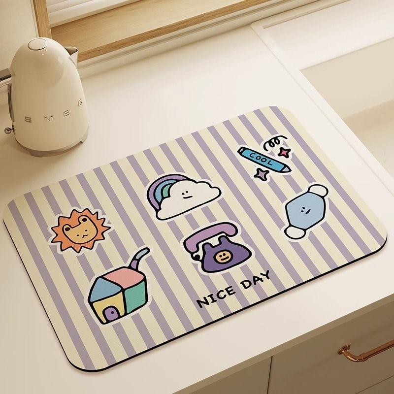 Washbasin Kitchen Sink Countertop Absorbent Mat Dining Mat Bowls Chopsticks Coffee Machine Bar Counter Anti Slip Drainage Mat