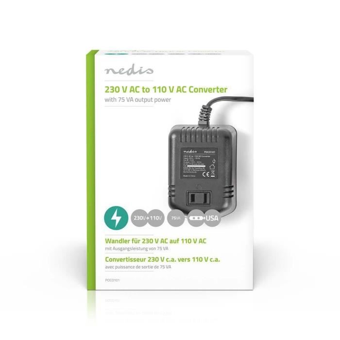 NEDIS Convertisseur d'alimentation 230 V c.C. - 110 V c.A. - 75 W