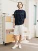 CUSTOMUS Stitch Embroidery Faux Pocket Round Short Sleeve T-Shirt Cxs24Mkrt405 Nav