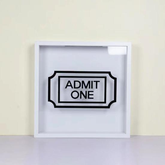 Travel Adventure Archive Shadow Box Square Ticket Stub Stamp Letter Photo Keepsake Storage Box with Slot Home Office Desktop Decoration