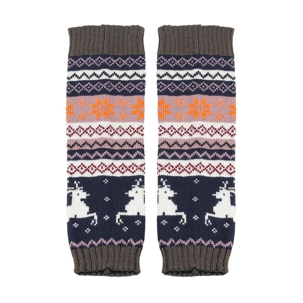 

Gifts Retro Christmas Leg Warmers Snowflakes Keep Warm Knitted Foot Cover Stretchy Deer Knit Long Socks for Women & Girls 35-39 сірий
