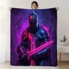 1 buc. Pătură Cavaler Steampunk - Cearșaf de Pat Moale din Flanelă cu Design de Sabie Strălucitoare în Culorile Violet, Roz, Albastru, Negru și Accente Neon -
