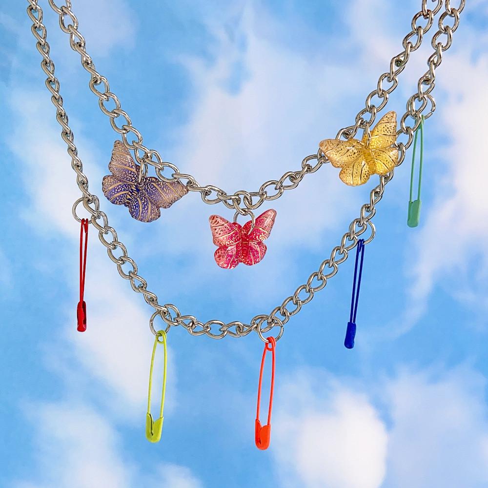 Elegant Butterfly Double Layer Necklace For Women Stylish Alloy Fashion Jewelry